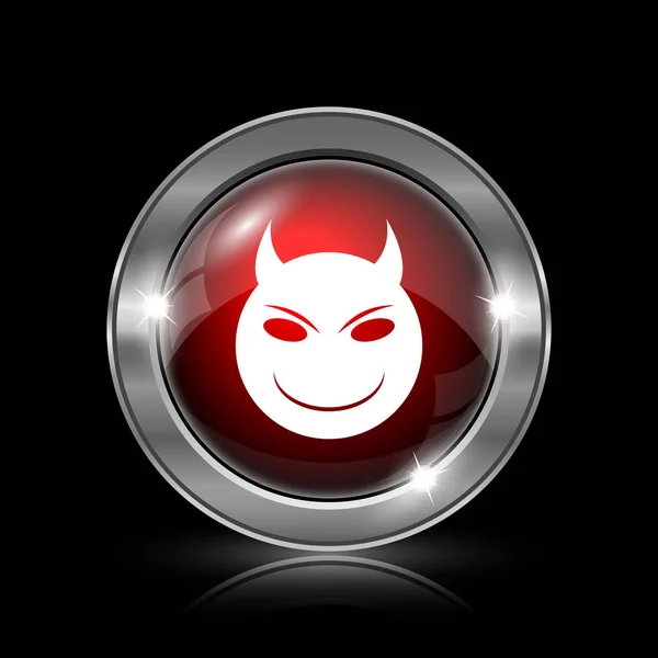 Икона Зла Металлическая Кнопка Интернет Черном Фоне — стоковое фото
