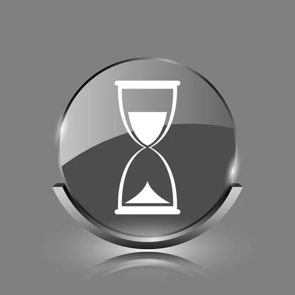 Hourglass Icon Shiny Glossy Internet Button Grey Background — Stock Photo, Image