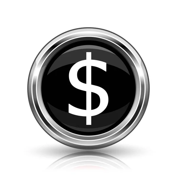 ドルのアイコン 白い背景の上に金属製のインター ネット ボタン — ストック写真