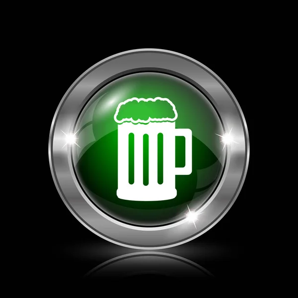 Серебристо Зеленая Иконка Черном Фоне — стоковое фото
