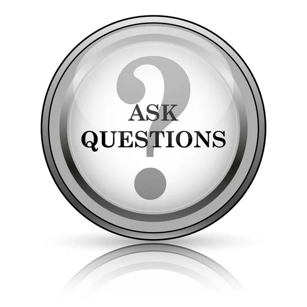 Faça Perguntas Ícone Botão Internet Fundo Branco — Fotografia de Stock