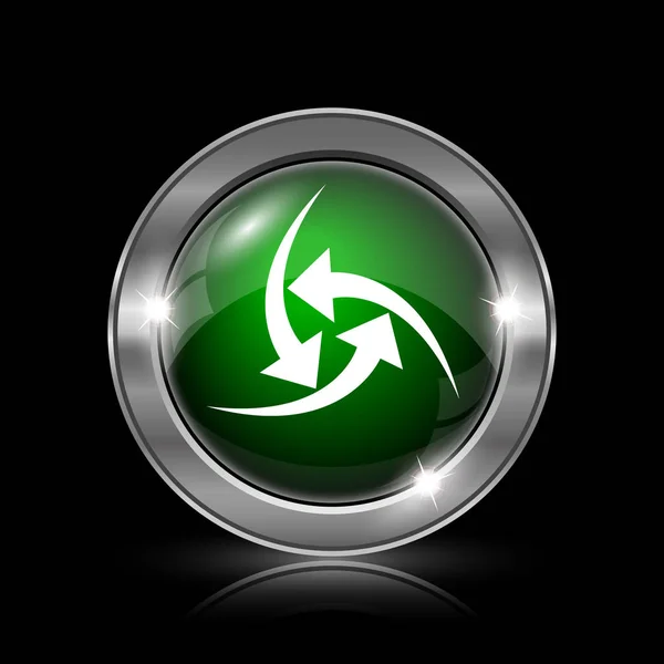 Zielony Srebrny Błyszczący Ikona Czarnym Tle — Zdjęcie stockowe