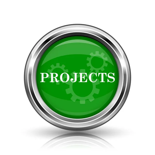 Projects Icon Metallic Internet Button White Background — Stock Photo, Image