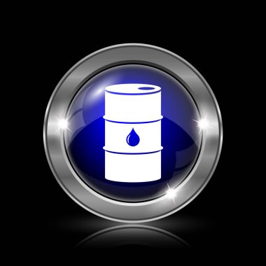 Petrol varil simgesi. Siyah arka plan üzerine metalik Internet düğmesi