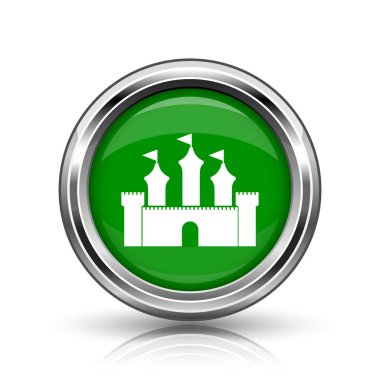 Kale simgesi. Beyaz zemin üzerine metalik Internet düğmesi