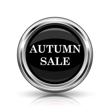 Sonbahar satış simgesi. Beyaz zemin üzerine metalik Internet düğmesi