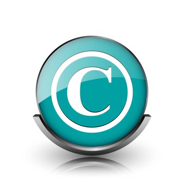 Telif hakkı simgesi. Beyaz zemin üzerine metalik Internet düğmesi