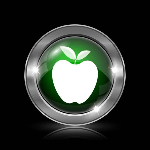 Silver Green Glossy Icon Black Background — Stock Photo, Image