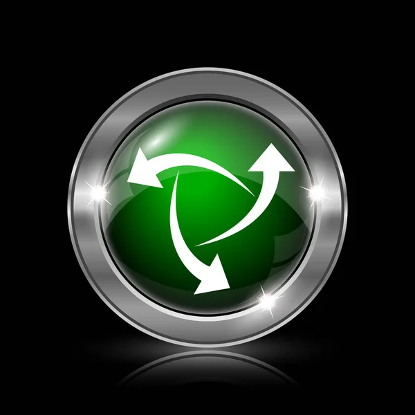 Silver Green Glossy Icon Black Background — Stock Photo, Image