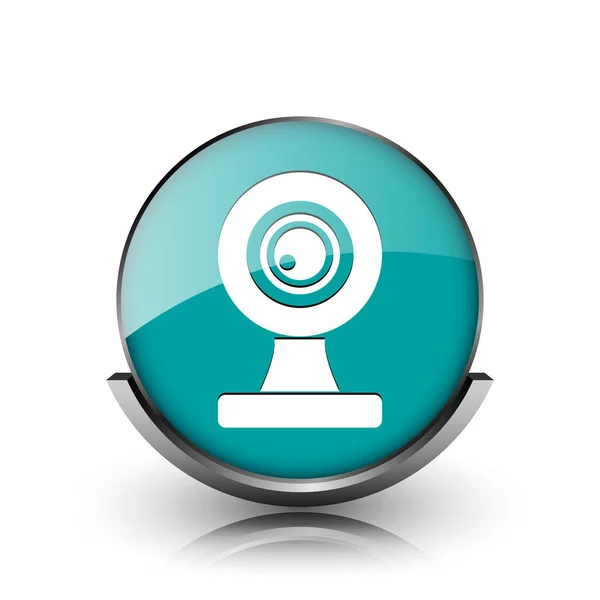 Ícone Webcam Botão Internet Metálica Fundo Branco — Fotografia de Stock