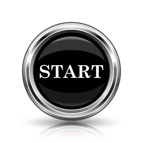 Start Icon Metallic Internet Button White Background — Stock Photo, Image