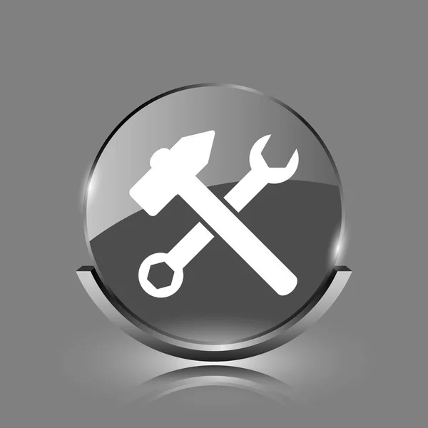 Tools Icon Shiny Glossy Internet Button Grey Background — Stock Photo, Image