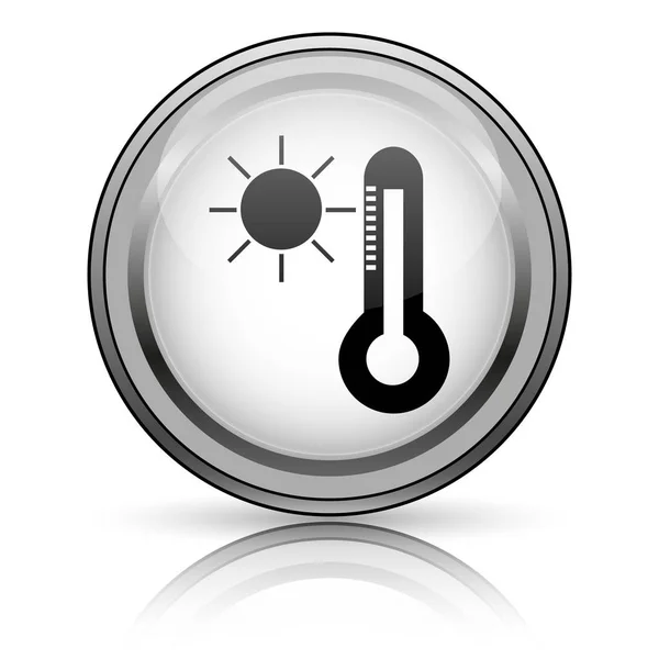 Sonne Und Thermometer Internet Taste Auf Weißem Hintergrund — Stockfoto