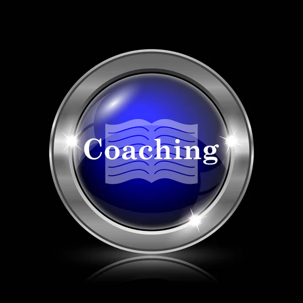 Coaching Pictogram Metalen Internet Knop Zwarte Achtergrond — Stockfoto