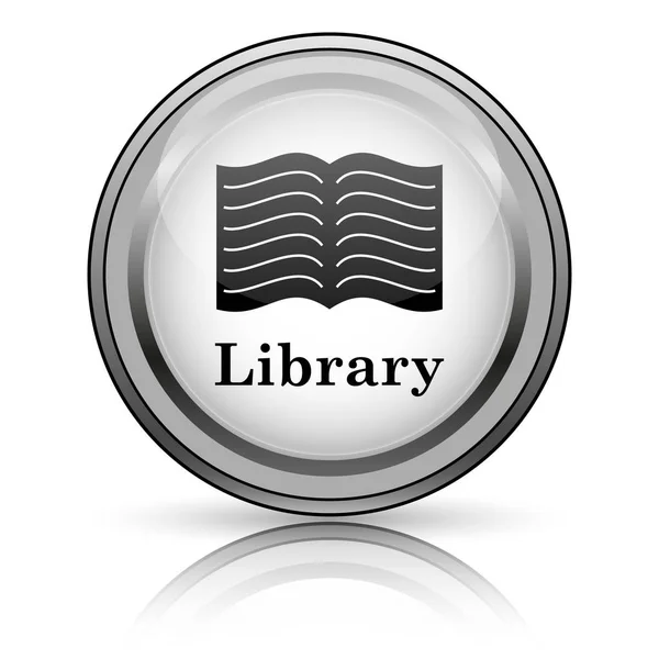 Bibliotheek Pictogram Internet Knop Witte Achtergrond — Stockfoto