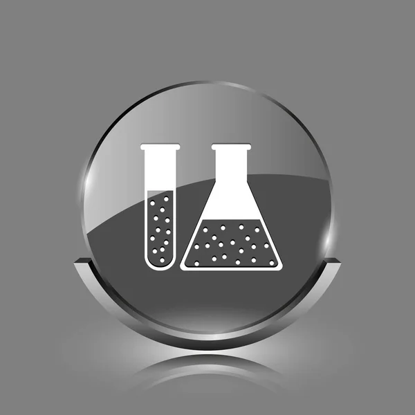 Ícone Conjunto Química Brilhante Botão Internet Brilhante Fundo Cinza — Fotografia de Stock