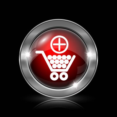 Alışveriş Sepeti simgesini ekleyin. Siyah arka plan üzerine metalik Internet düğmesi