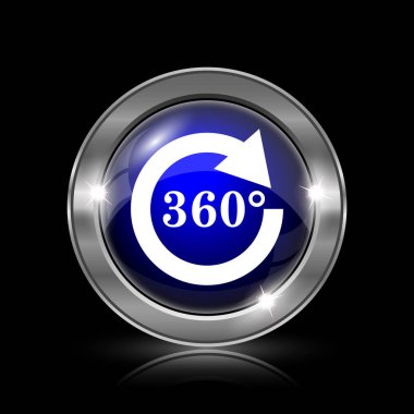 Yeniden yükle 360 simgesi. Siyah arka plan üzerine metalik Internet düğmesi