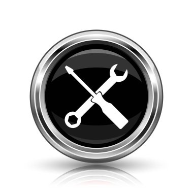 Araçlar simgesi. Beyaz zemin üzerine metalik Internet düğmesi