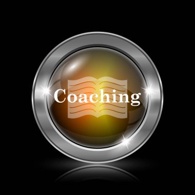 Koçluk simgesi. Siyah arka plan üzerine metalik Internet düğmesi