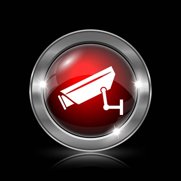 Surveillance Camera Icon Metallic Internet Button Black Background — Stock Photo, Image