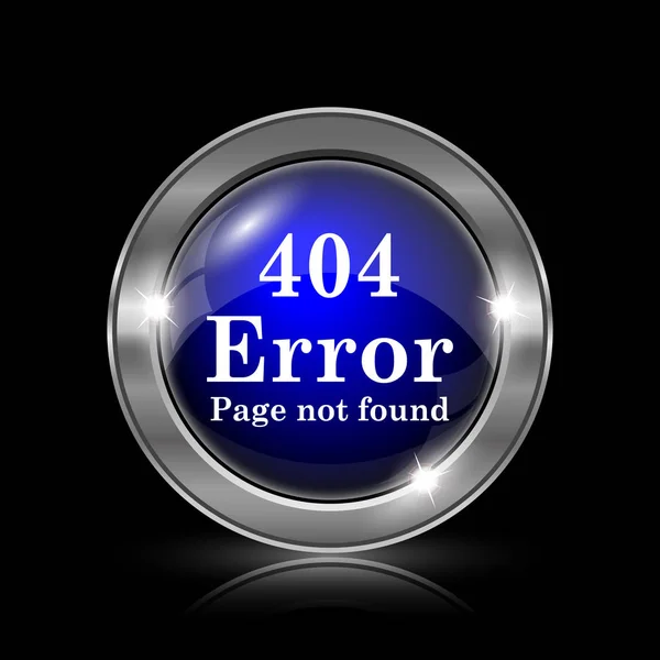 404 エラー アイコン 黒い背景に金属製のインター ネット ボタン — ストック写真