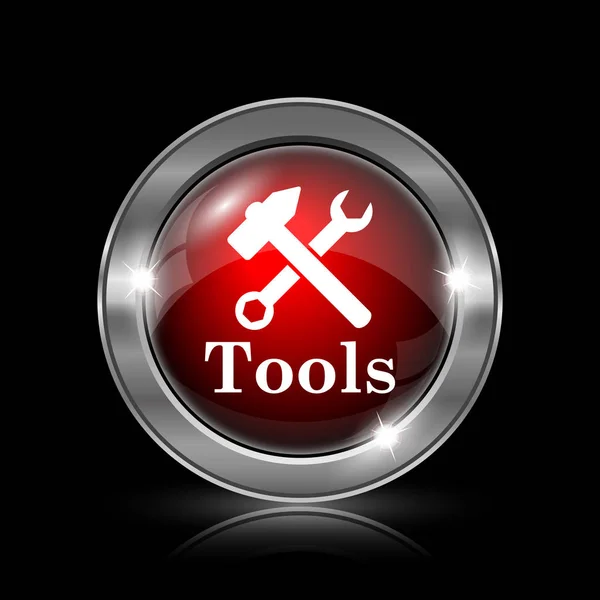 Tools Icon Metallic Internet Button Black Background — Stock Photo, Image