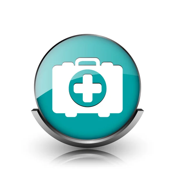 Medical Bag Icon Metallic Internet Button White Background — Stock Photo, Image