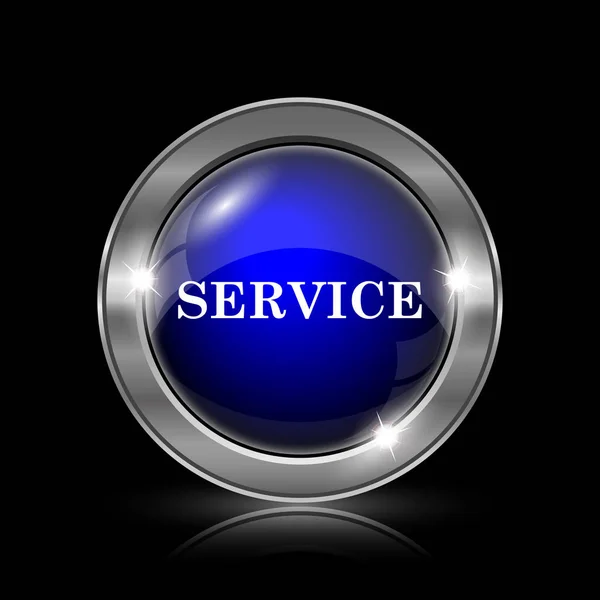 Service Simgesini Siyah Arka Plan Üzerine Metalik Internet Düğmesi — Stok fotoğraf