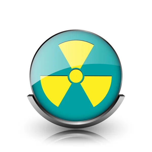 Radyasyon Simgesi Beyaz Zemin Üzerine Metalik Internet Düğmesi — Stok fotoğraf