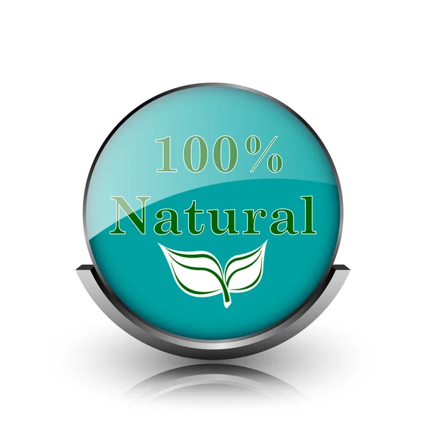 100 Percent Natural Icon Metallic Internet Button White Background — Stock Photo, Image