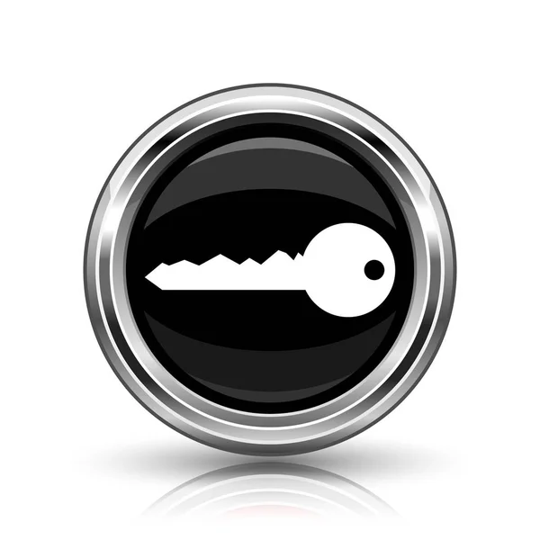 Εικονίδιο Κλειδιού Μεταλλικό Κουμπί Internet Άσπρο Φόντο — Φωτογραφία Αρχείου