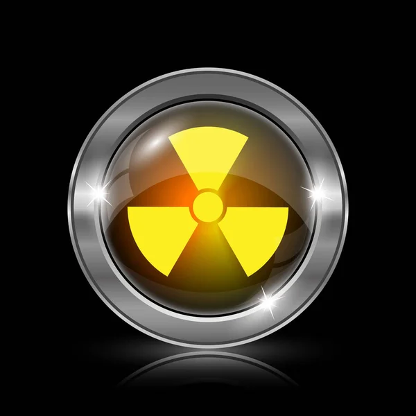 Icon Promieniowania Metalowy Przycisk Internet Czarnym Tle — Zdjęcie stockowe