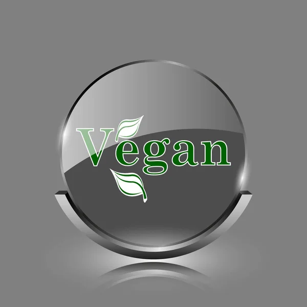 ビーガンのアイコン 灰色の背景に光沢のある光沢のあるインター ネット ボタン — ストック写真