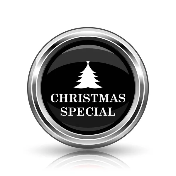 Weihnachten Ein Besonderes Symbol Metallische Internet Taste Auf Weißem Hintergrund — Stockfoto