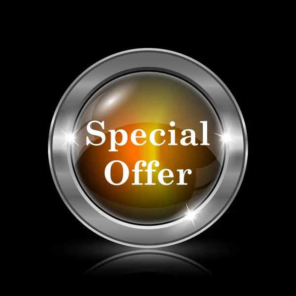 Special Offer Icon Metallic Internet Button Black Background — Stock Photo, Image
