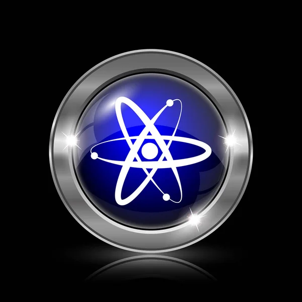 Atomlar Simgesi Siyah Arka Plan Üzerine Metalik Internet Düğmesi — Stok fotoğraf