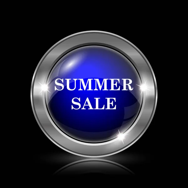 夏セール アイコン 黒い背景に金属製のインター ネット ボタン — ストック写真