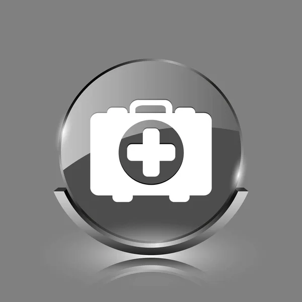 Medical Bag Icon Shiny Glossy Internet Button Grey Background — Stock Photo, Image