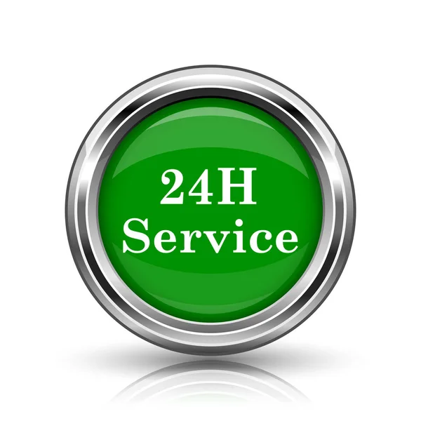 Значок 24H Service Металлическая Кнопка Интернет Белом Фоне — стоковое фото