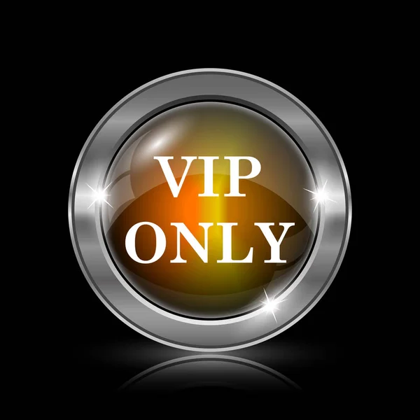 VIP only icon. Metallic internet button on black background