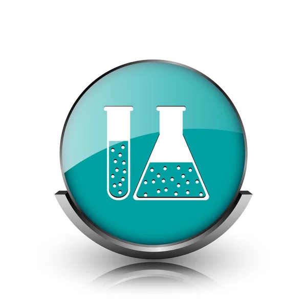 Ikona Množiny Chemie Kovové Tlačítko Internet Bílém Pozadí — Stock fotografie