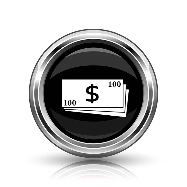 Pengar Ikonen Metalliska Internet Knappen Vit Bakgrund — Stockfoto