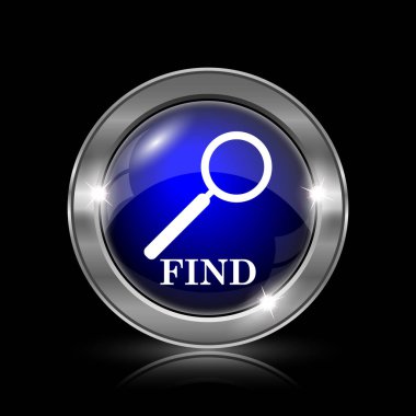 Simgesini bulun. Siyah arka plan üzerine metalik Internet düğmesi