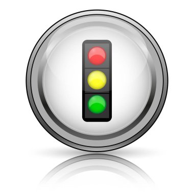Trafik ışığı simgesi. Beyaz arka plan üzerinde Internet düğmesi