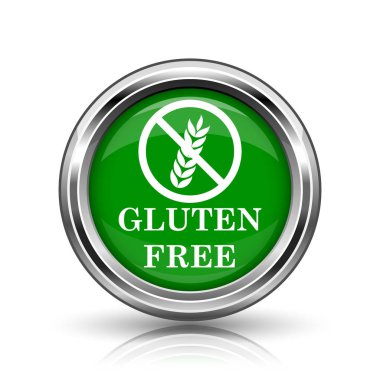 Gluten ücretsiz simge. Beyaz zemin üzerine metalik Internet düğmesi