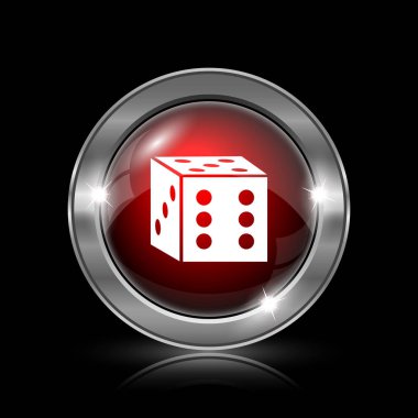 Zar simgesi. Siyah arka plan üzerine metalik Internet düğmesi