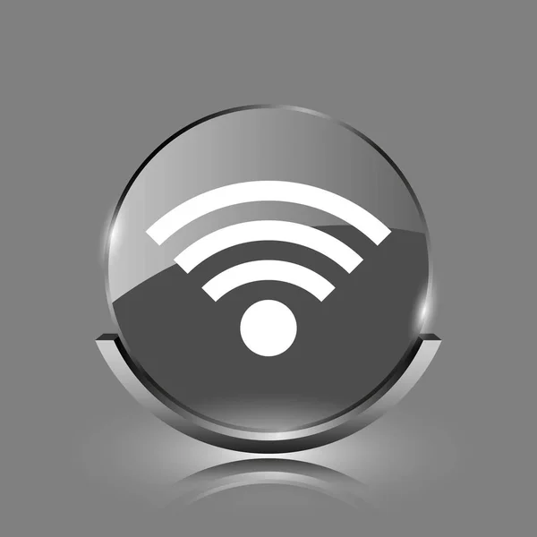 Wireless Sign Icon Shiny Glossy Internet Button Grey Background — Stock Photo, Image