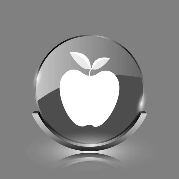 Ikona Apple Lesklý Lesklý Tlačítko Internet Šedém Pozadí — Stock fotografie