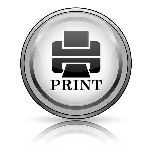 Impressora Com Ícone Palavra Print Botão Internet Fundo Branco — Fotografia de Stock